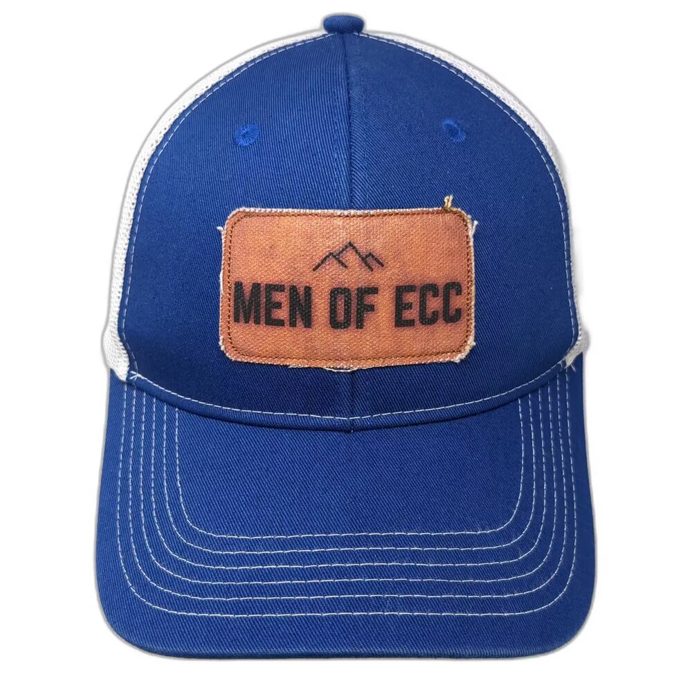 Clique Blue White Trucker Hat Men of ECC Mountain Patch Snapback One Size Mesh